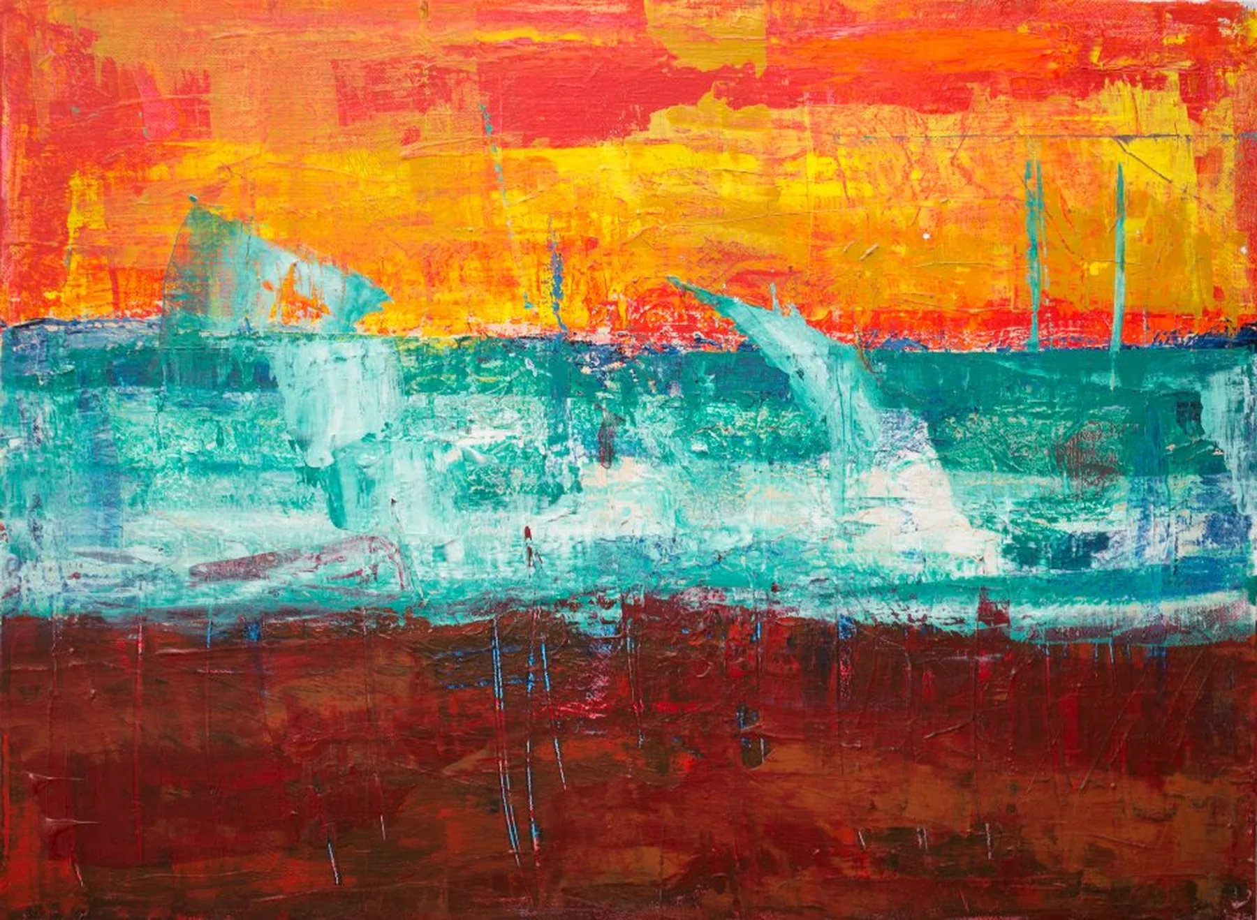 Pintura abstracta contemporánea en tonos cálidos